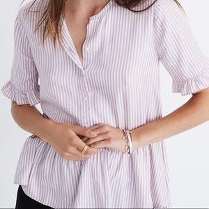 Madewell lavender ruffle-hem top